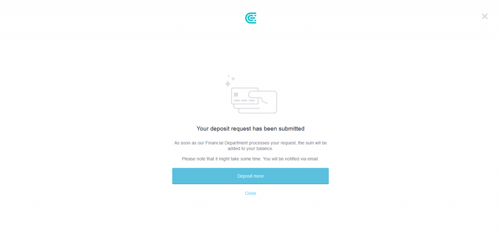 deposit request submitted