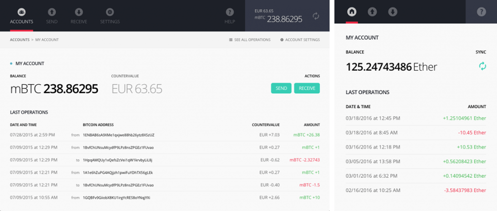 Bitcoin and Ethereum wallet