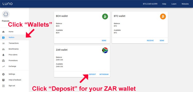 Luno deposit Rand